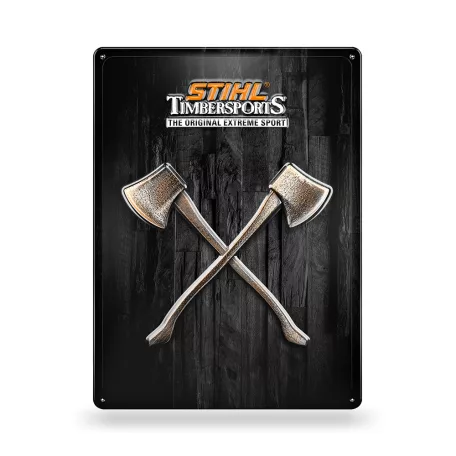 STIHL bádogtábla fejszés mintával 40x30cm
