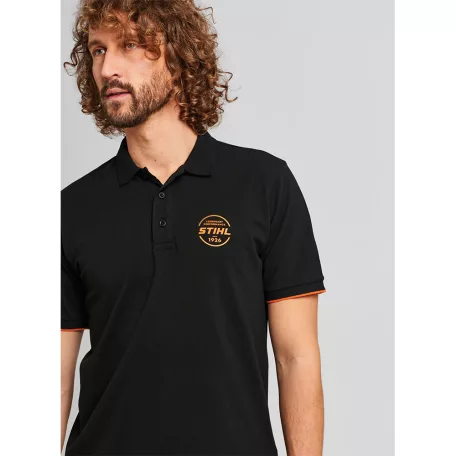 STIHL LOGO CIRCLE fekete színű uniszex galléros póló L